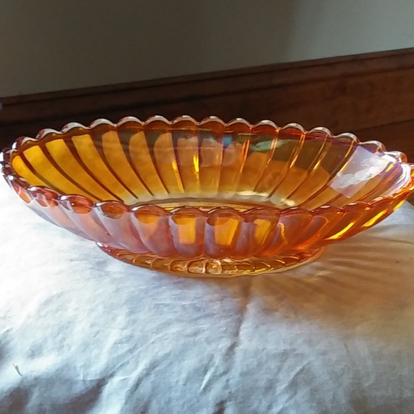 Gorgeous Marigold carnival glass oval bowl dish - Picture 2 of 5